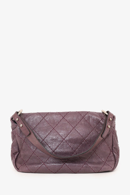 Pre-Loved Chanel™ 2009-10 Purple Glazed Calfskin Stitched On The Road Flap Bag