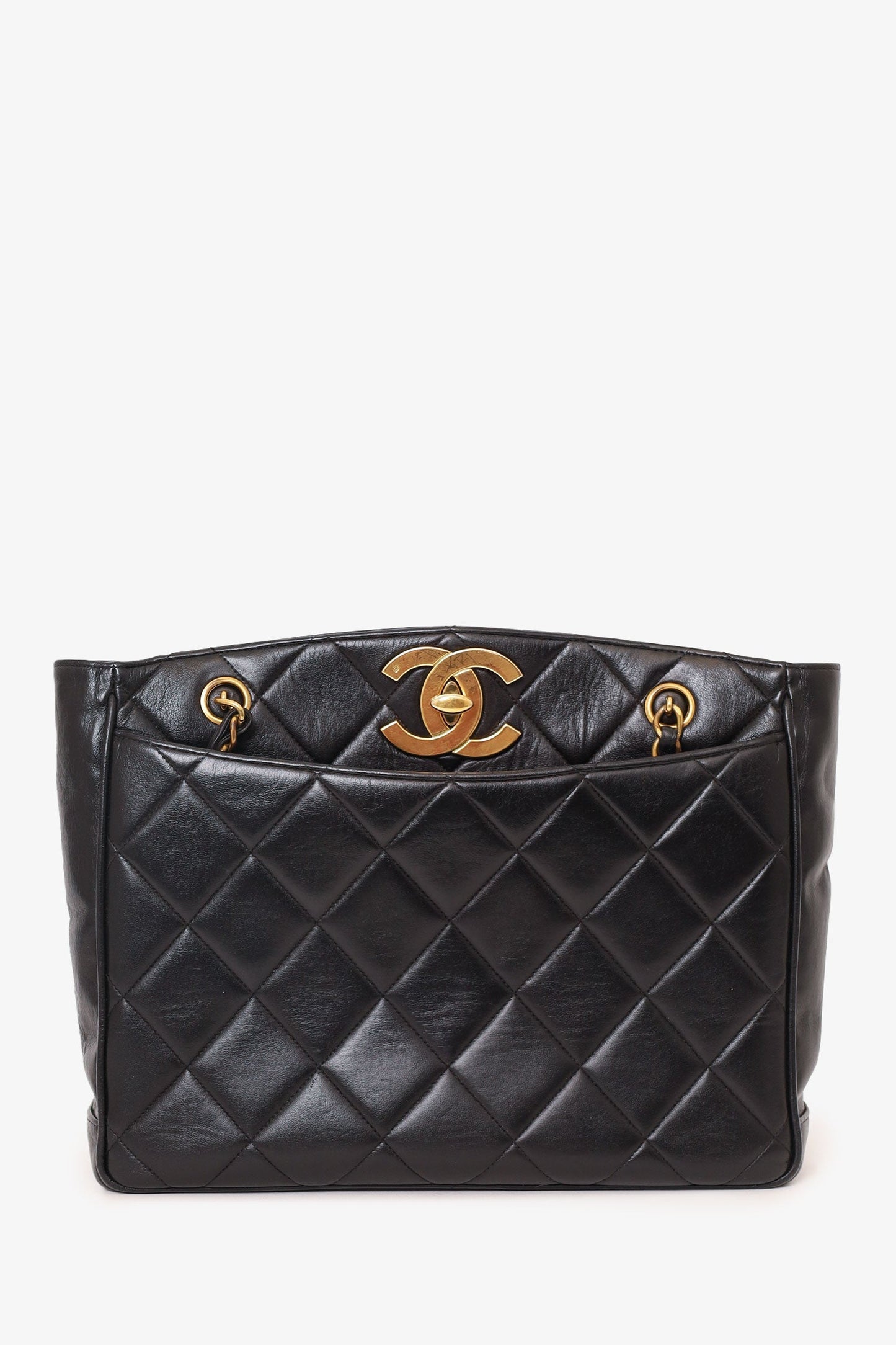 Pre-Loved Chanel™ Vintage Black Quilted Lambskin CC Tote Bag