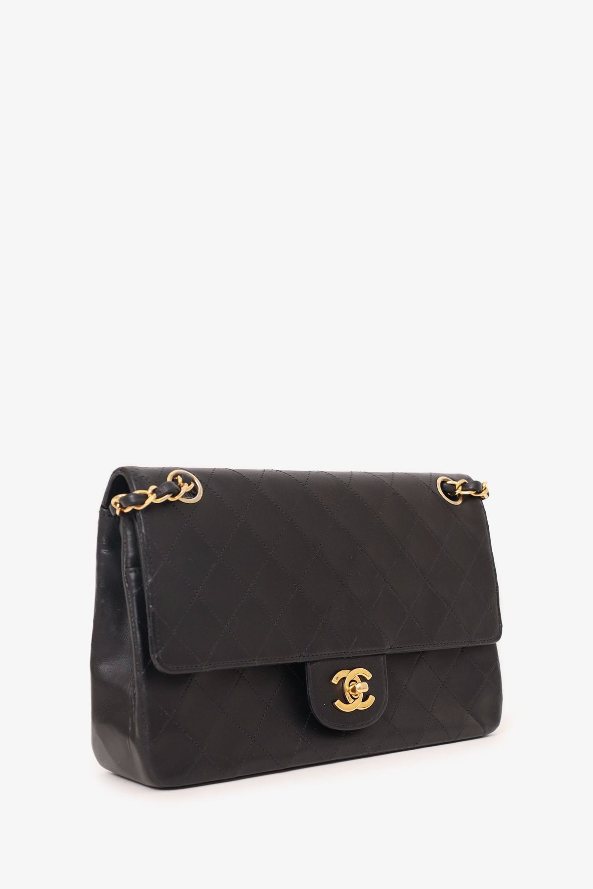 Pre-Loved Chanel™ 1986-88 Black Quilted Lambskin Medium Double Flap Bag 'Refurbished'