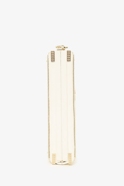 Pre-Loved Chanel™ 2017-18 White Lambskin Paris-Cosmopolite Coco In Ritz Clutch with Chain
