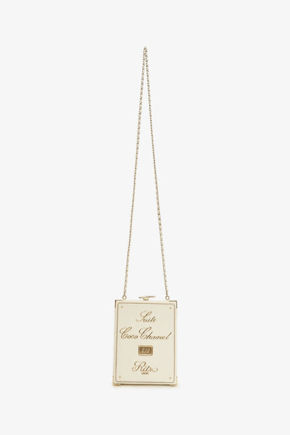 Pre-Loved Chanel™ 2017-18 White Lambskin Paris-Cosmopolite Coco In Ritz Clutch with Chain