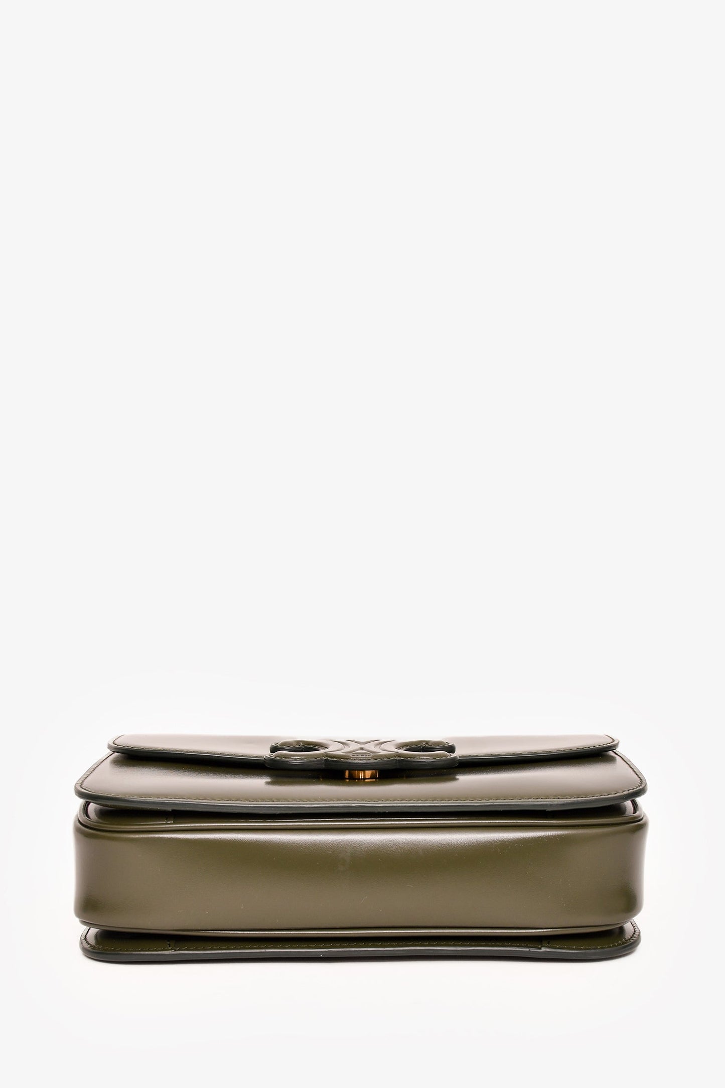 Celine 2022 Green Leather Classique Triomphe Shoulder Bag