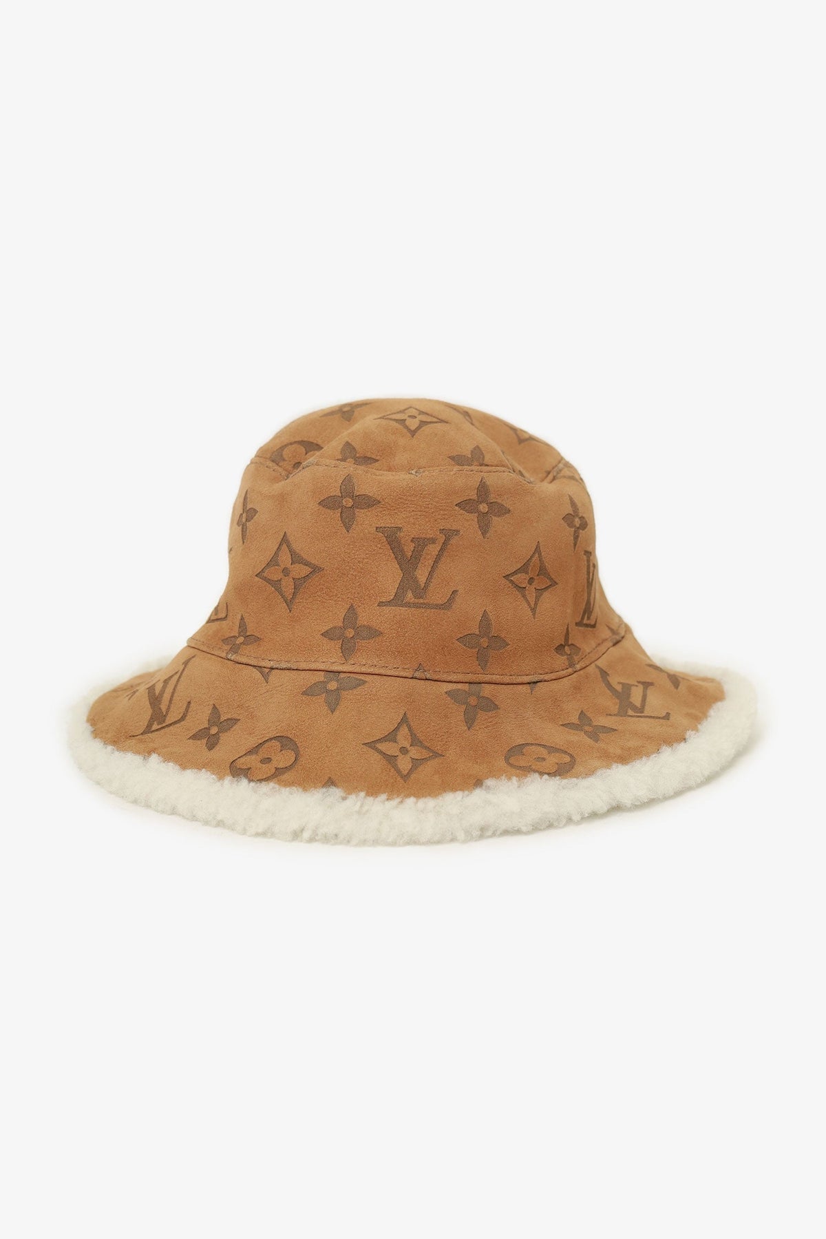 Louis Vuitton Brown/Cream Suede/Shearling Reversible Bucket Hat