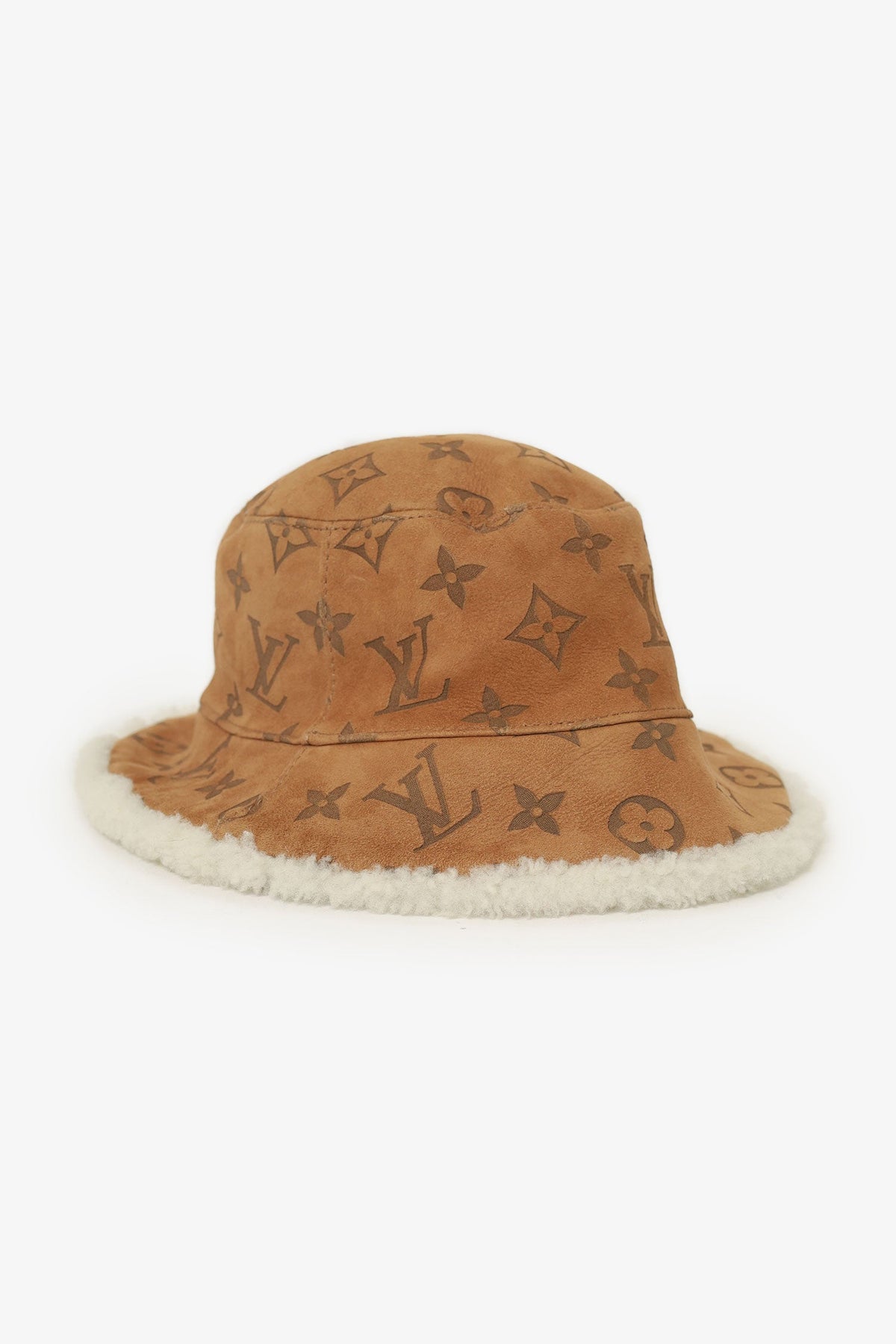 Louis Vuitton Brown/Cream Suede/Shearling Reversible Bucket Hat