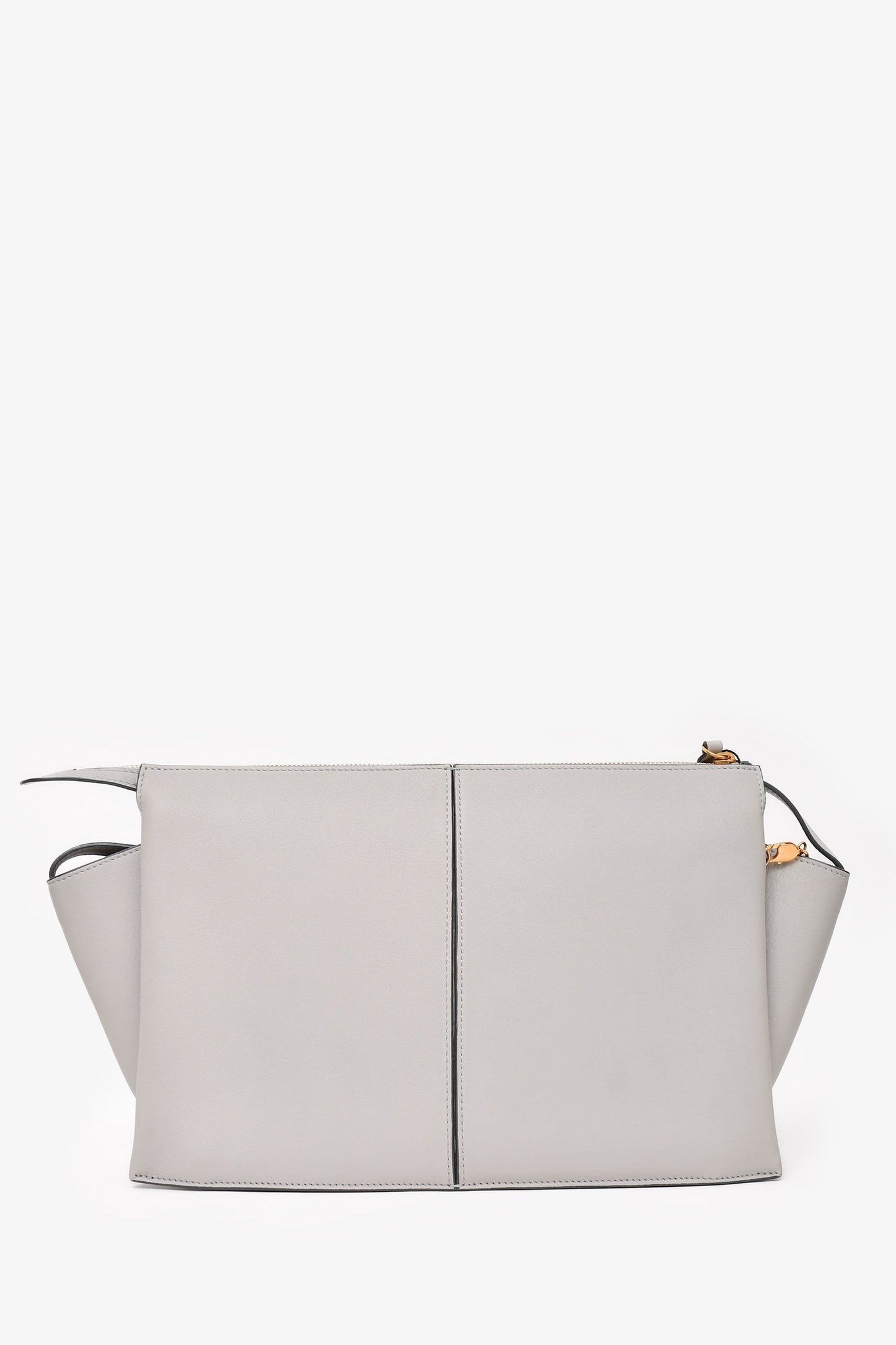 Celine 2017 Light Grey Leather Trifold Clutch With Chain