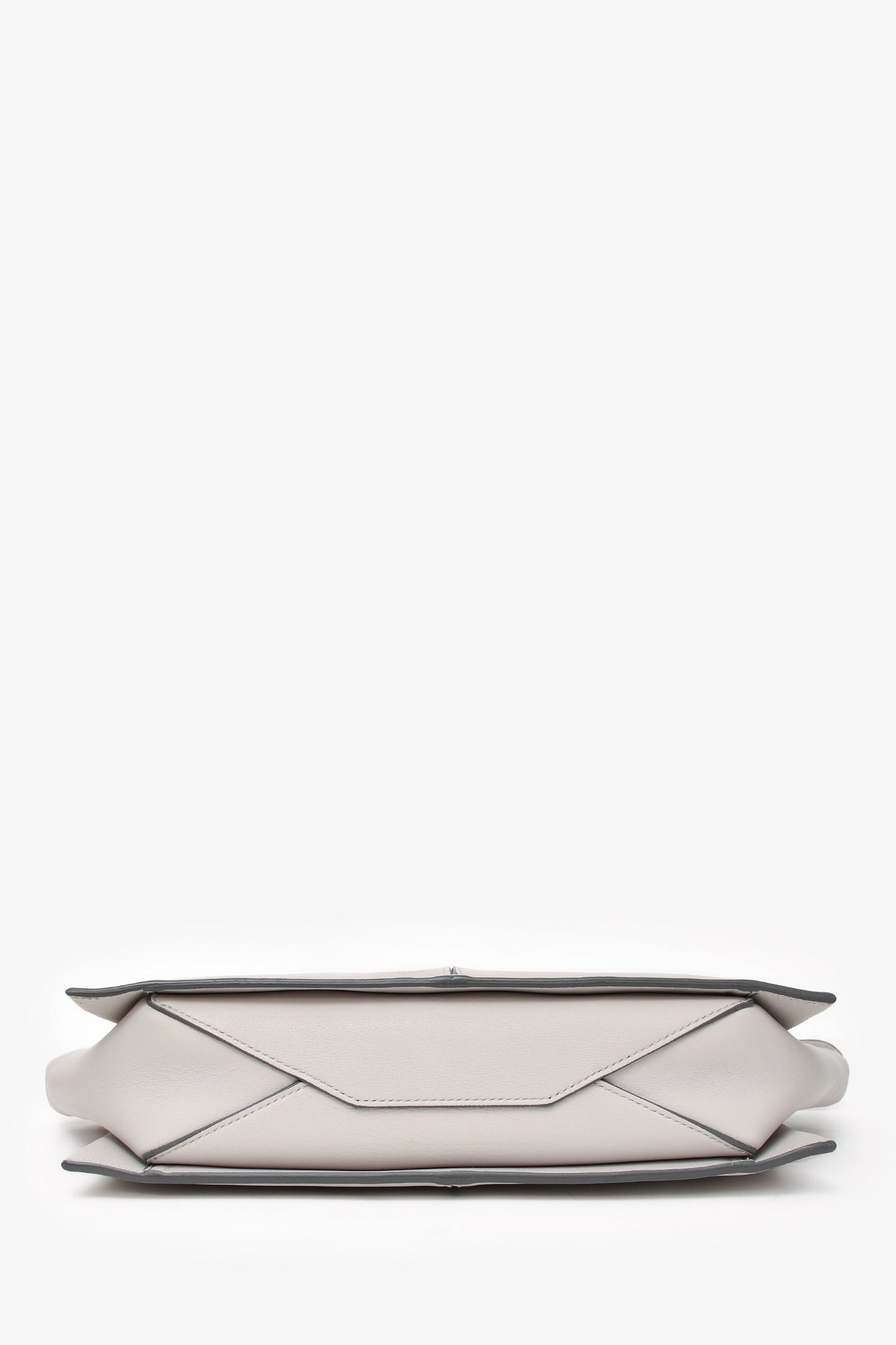 Celine 2017 Light Grey Leather Trifold Clutch With Chain