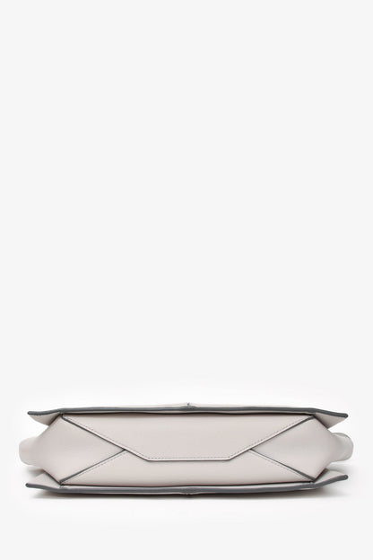 Celine 2017 Light Grey Leather Trifold Clutch With Chain