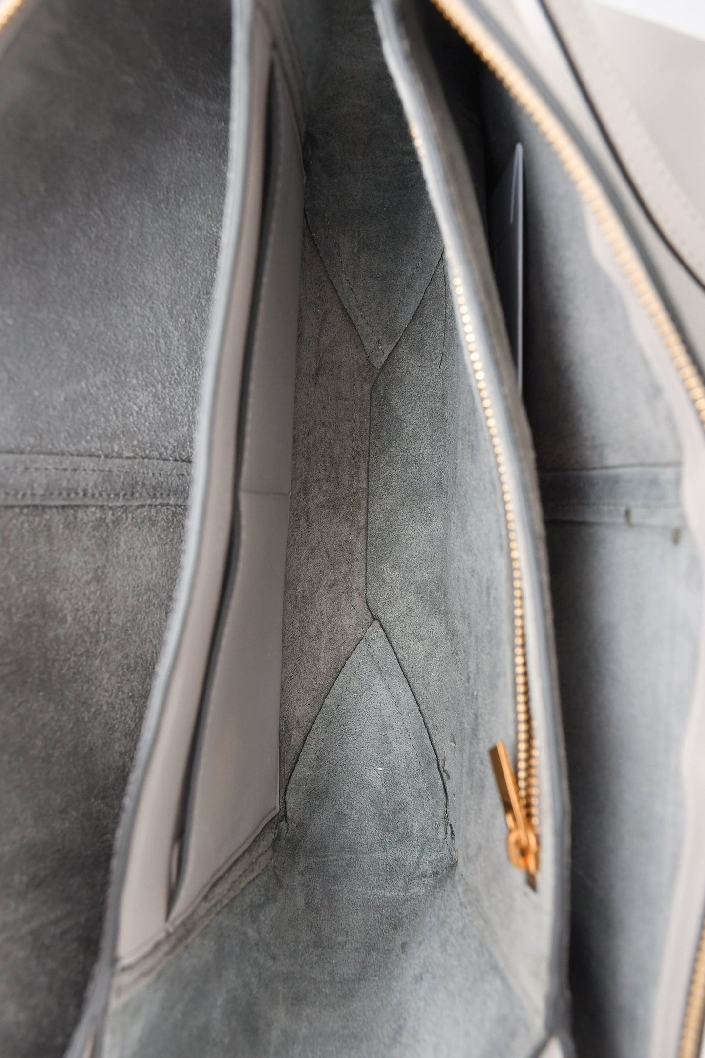 Celine 2017 Light Grey Leather Trifold Clutch With Chain