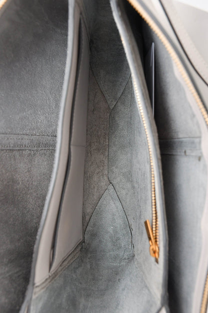 Celine 2017 Light Grey Leather Trifold Clutch With Chain