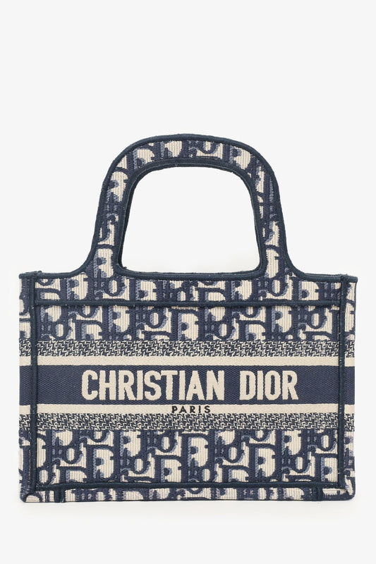Christian Dior 2020 Navy Oblique Mini Book Tote