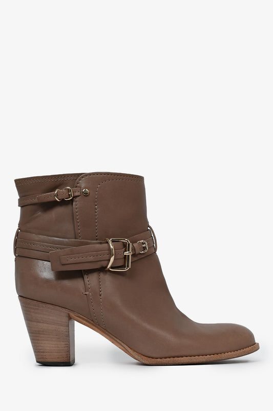 Christian Dior Vintage Taupe Leather Booties Size 40