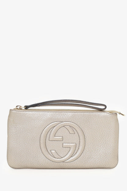 Gucci Gold Leather Wristlet