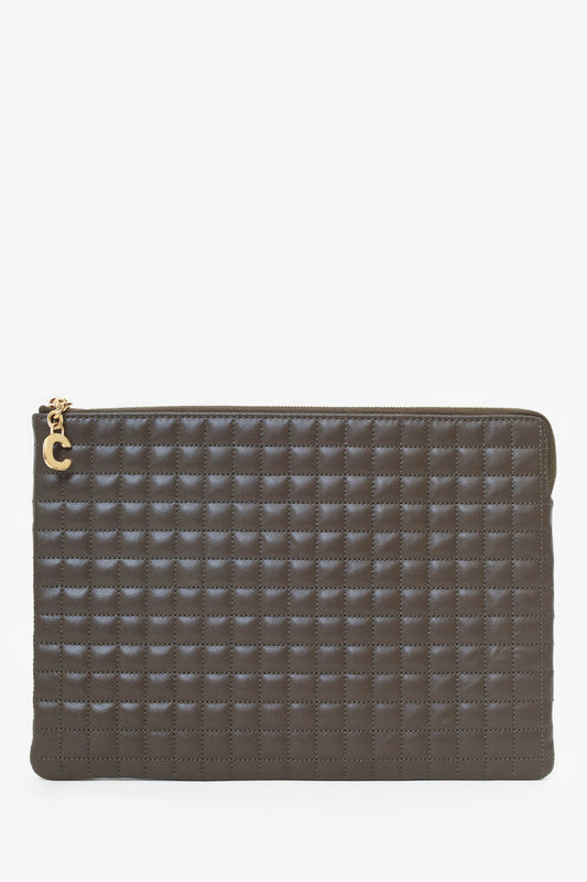 Celine Khaki Green Quilted C-Charm Pouch