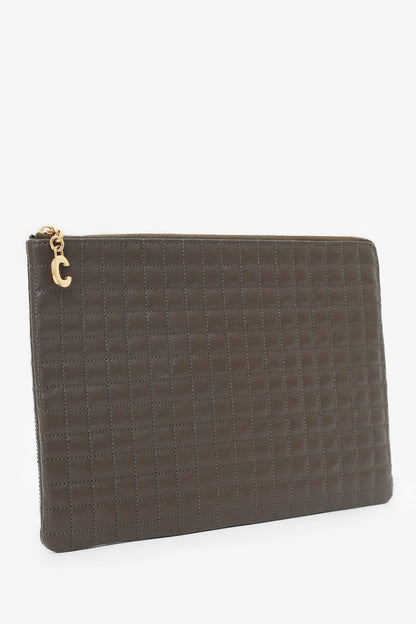 Celine Khaki Green Quilted C-Charm Pouch