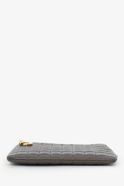 Celine Khaki Green Quilted C-Charm Compact Zip Wallet