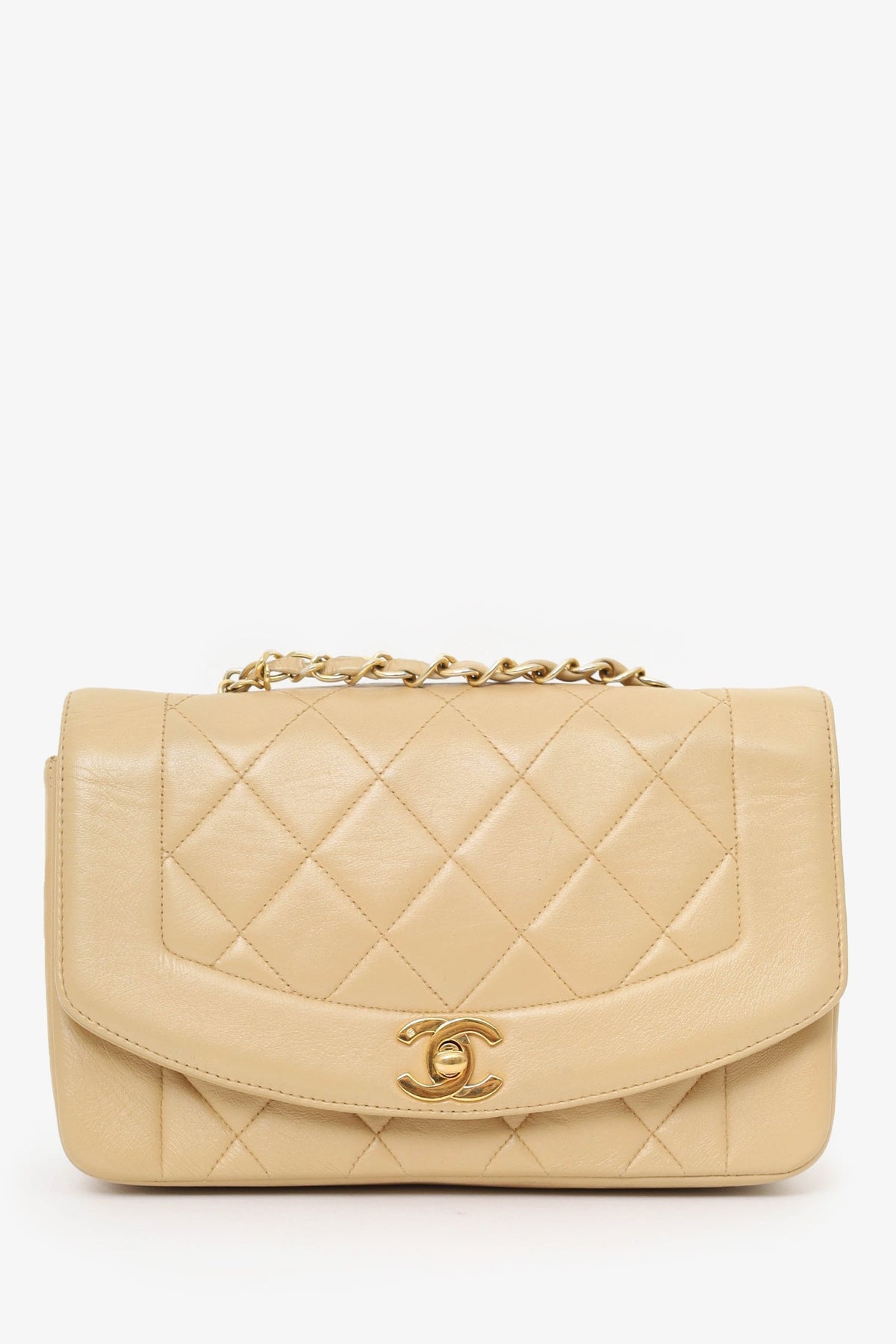 Chanel™ Beige Lambskin Small Diana Flap Bag