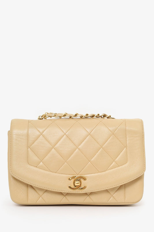 Chanel™ Beige Lambskin Small Diana Flap Bag