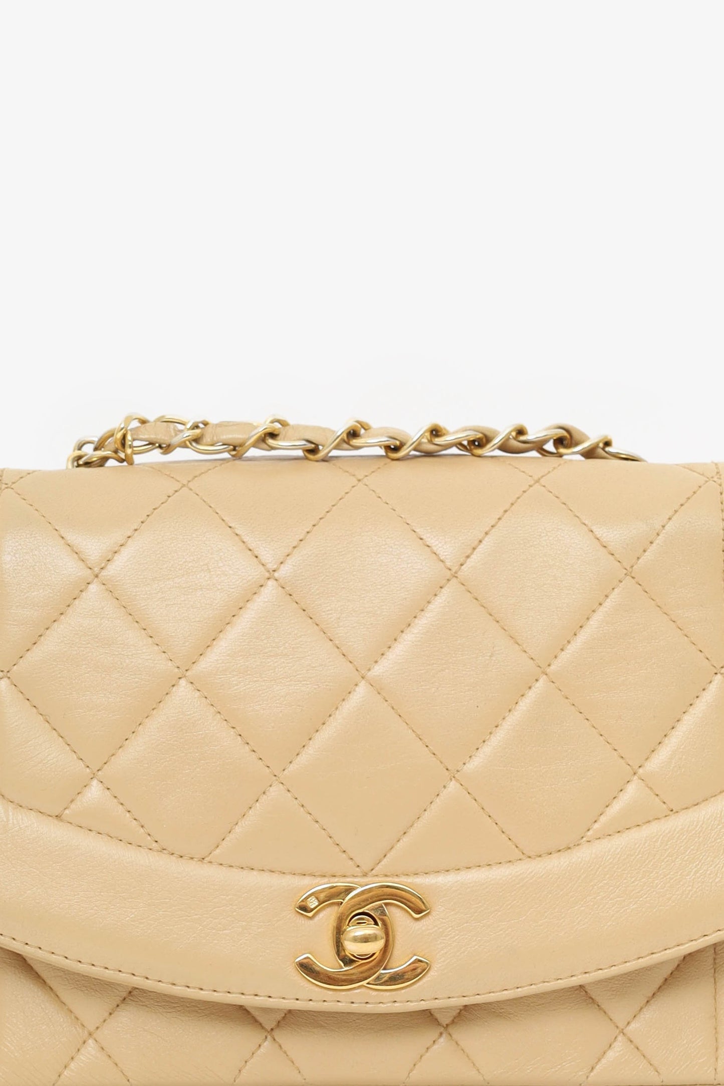 Chanel™ Beige Lambskin Small Diana Flap Bag