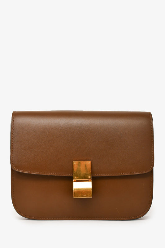 Celine 2016 Brown Leather Medium Box Crossbody