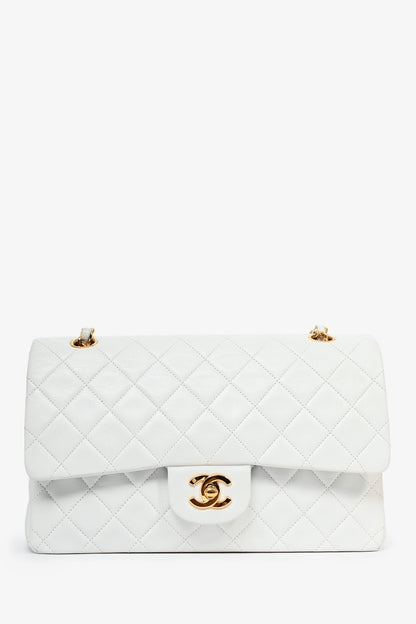 Pre-Loved Chanel™ 1991-94 Vintage White Quilted Leather Medium Double Flap (Refurbished)