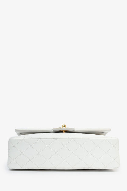 Pre-Loved Chanel™ 1991-94 Vintage White Quilted Leather Medium Double Flap (Refurbished)