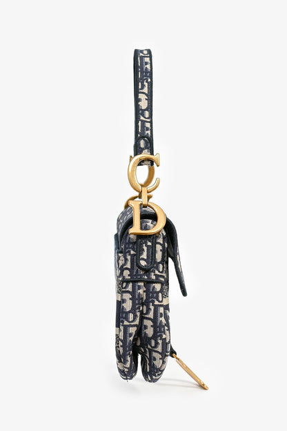 Christian Dior 2021 Navy Oblique Saddle Bag