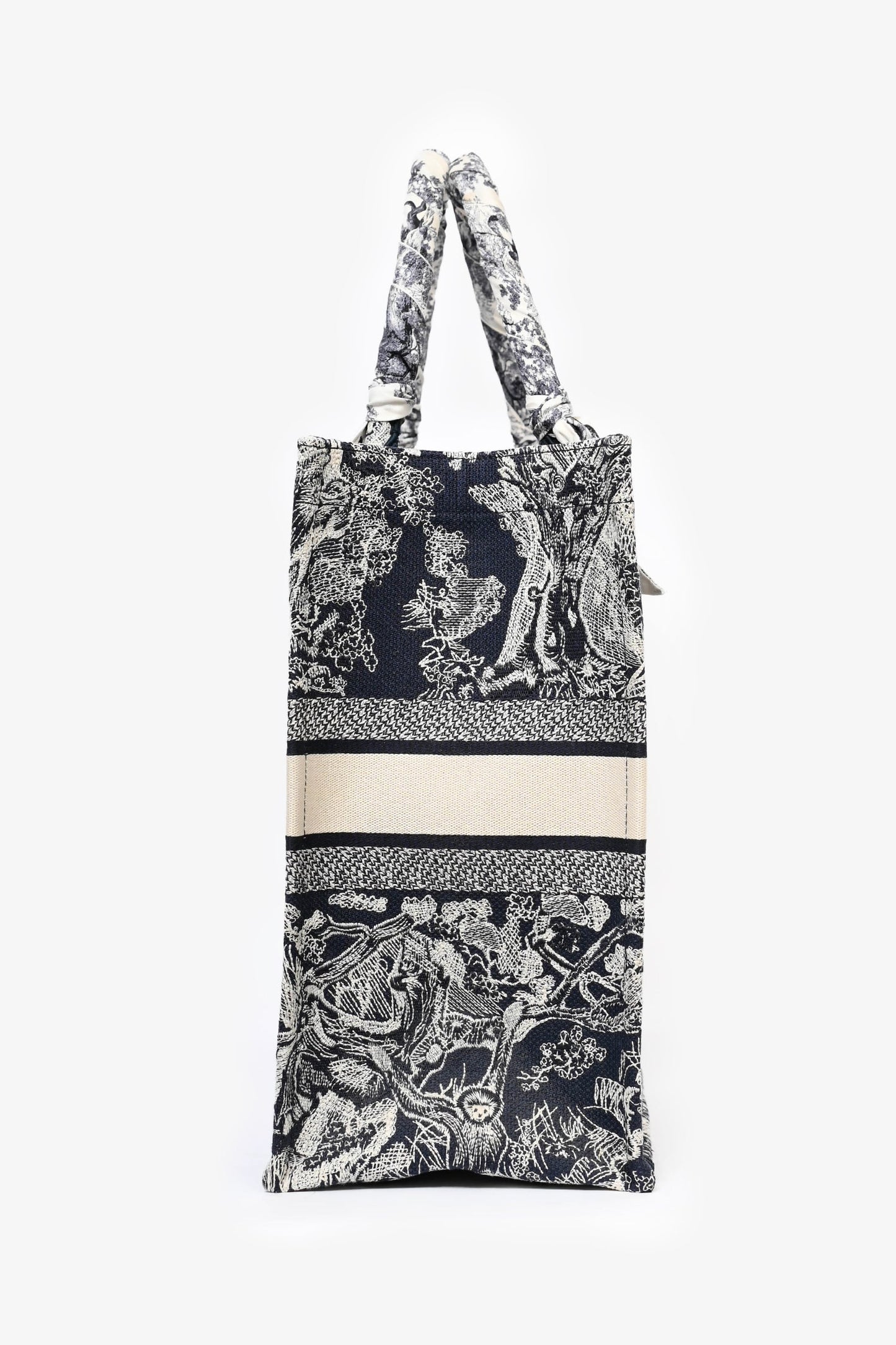 Christian Dior 2021 Navy Toile de Jouy Canvas Large Book Tote with Twillys