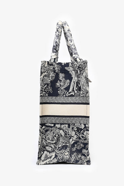 Christian Dior 2021 Navy Toile de Jouy Canvas Large Book Tote with Twillys