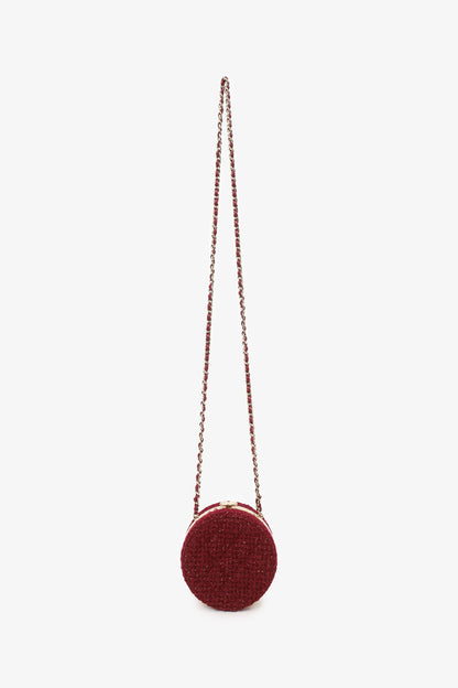 Pre-Loved Chanel™ 2022 Burgundy Tweed Vanity Clutch on Chain
