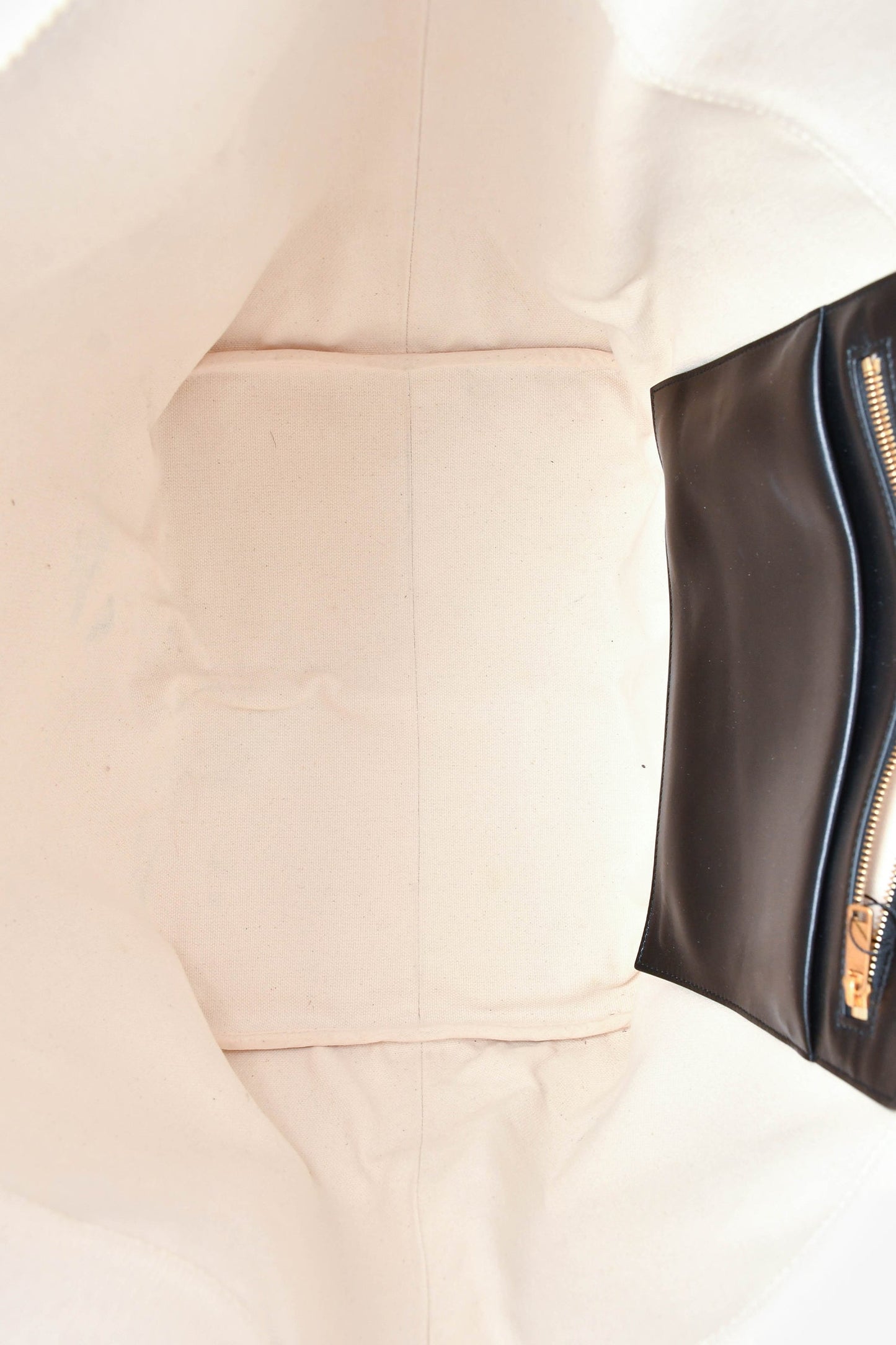 Celine 2020 Cream/Black Canvas/Leather Cabas Maillon Triomphe Tote