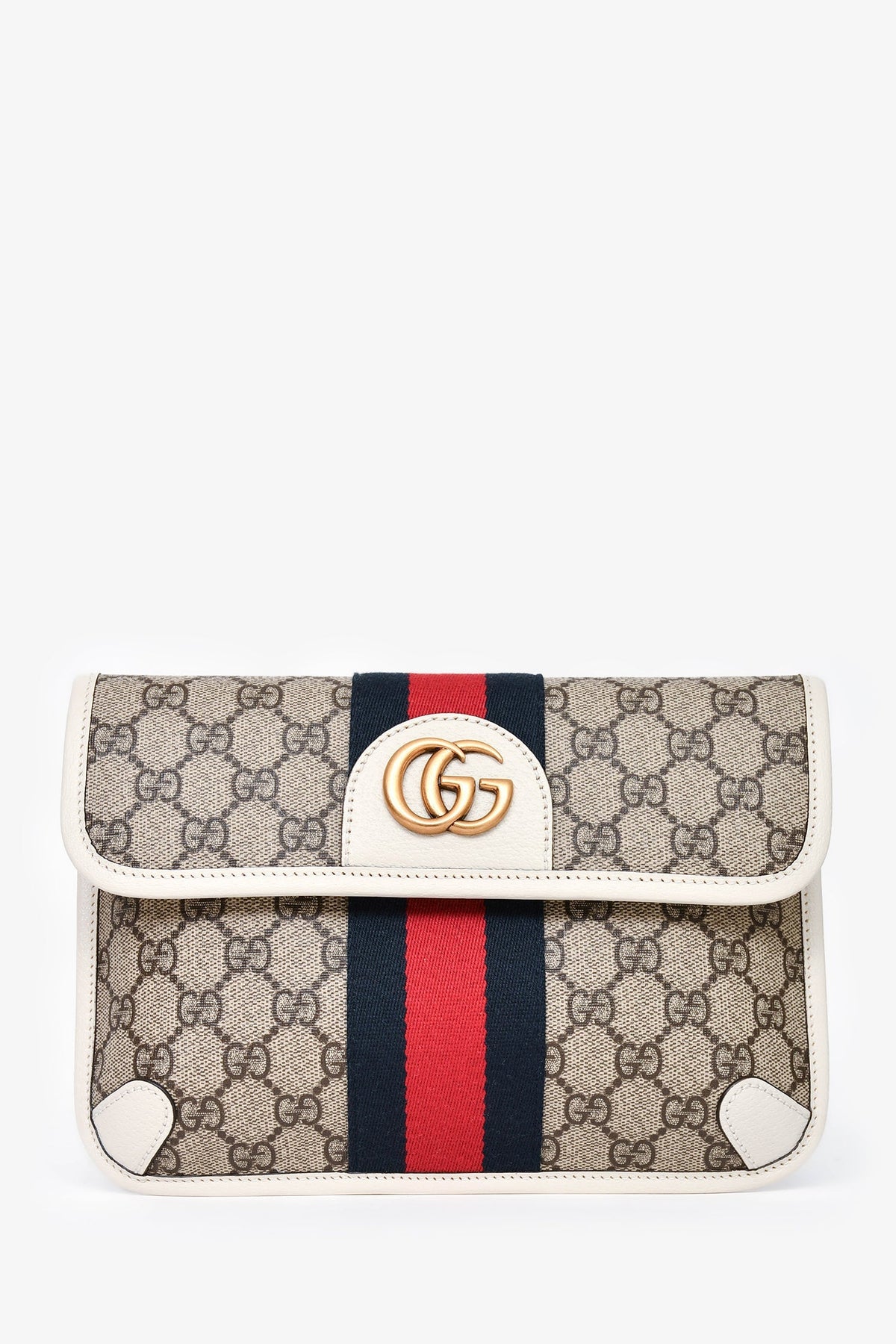 Gucci White Trim GG Supreme Ophidia Belt Bag