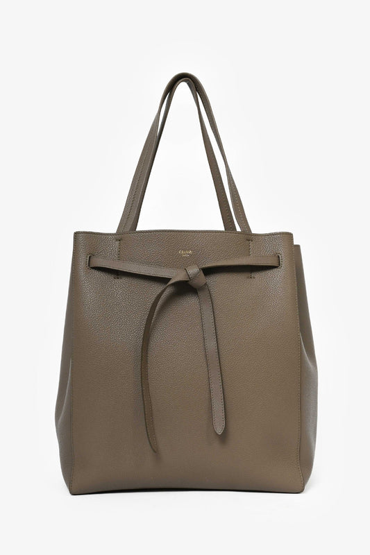 Celine Dark Grey Grained Leather Phantom Cabas Bucket Bag