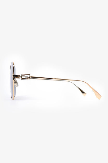 Fendi Gold Tone Hexagon Shade Sunglasses