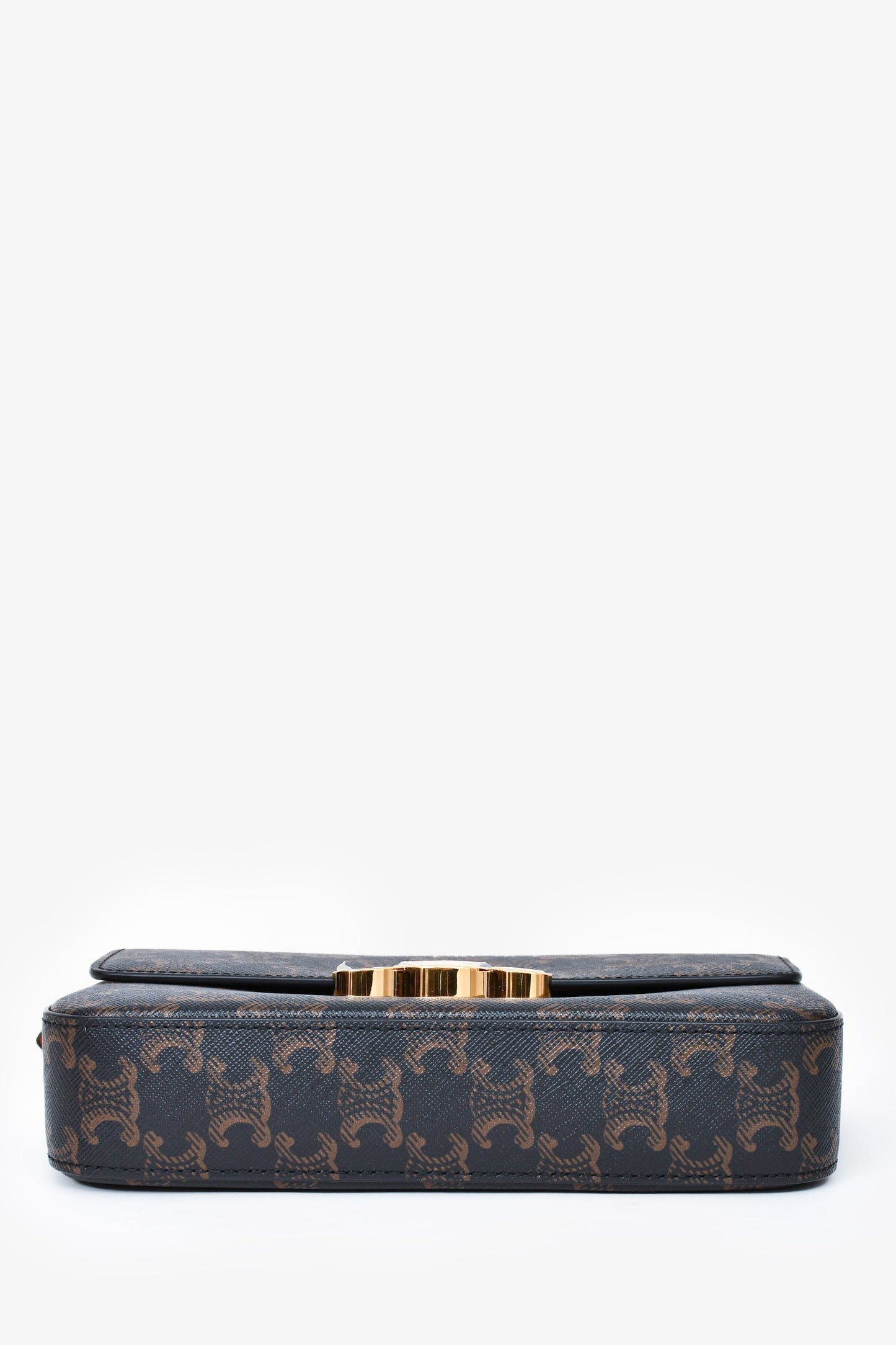 Celine Brown Triomphe Canvas & Calfskin 'Claude' Shoulder Bag