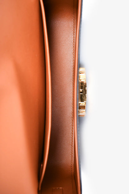 Celine Brown Triomphe Canvas & Calfskin 'Claude' Shoulder Bag