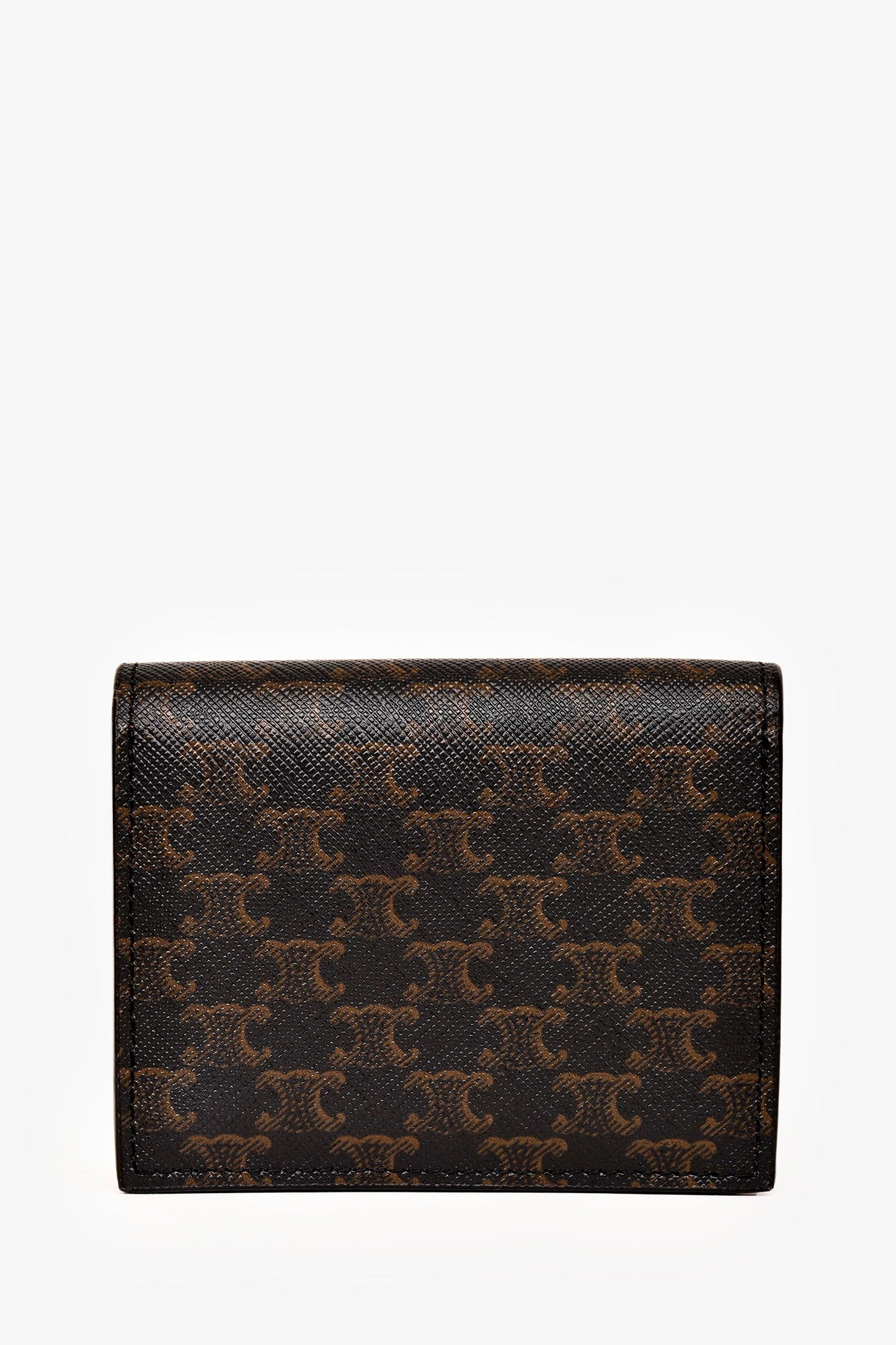 Celine 2022 Brown Leather/Canvas Triomphe Business Card Holder