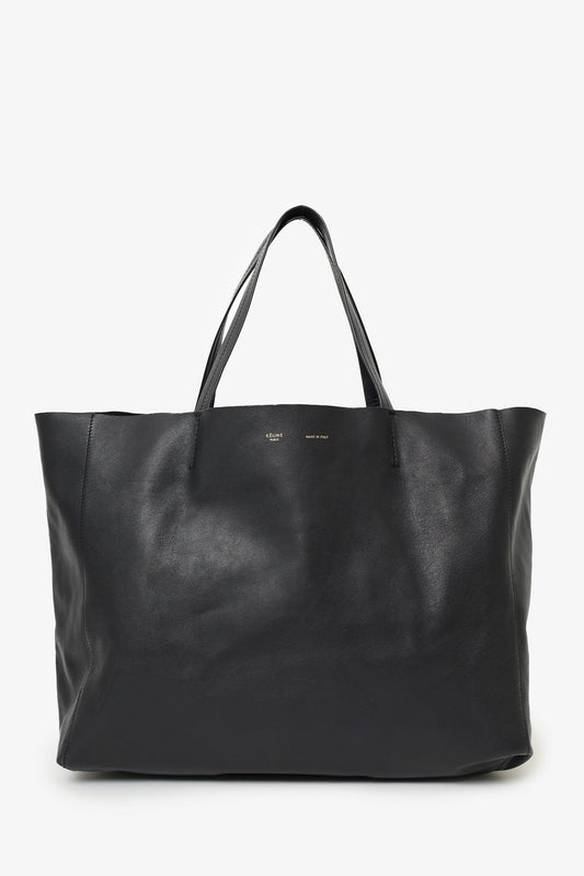 Celine Black Leather Cabas Horizontal Tote