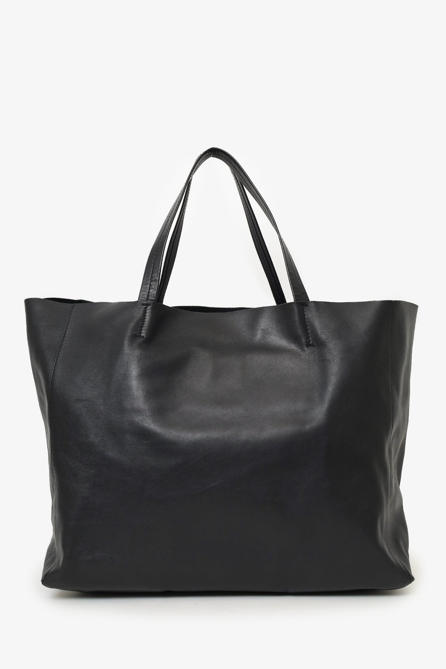 Celine Black Leather Cabas Horizontal Tote
