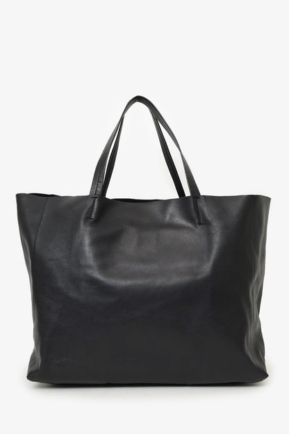 Celine Black Leather Cabas Horizontal Tote