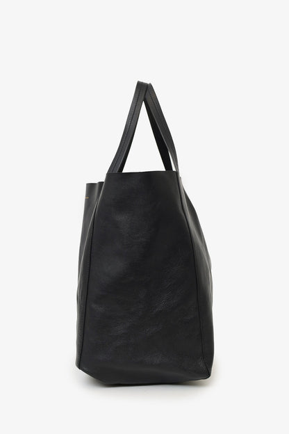 Celine Black Leather Cabas Horizontal Tote