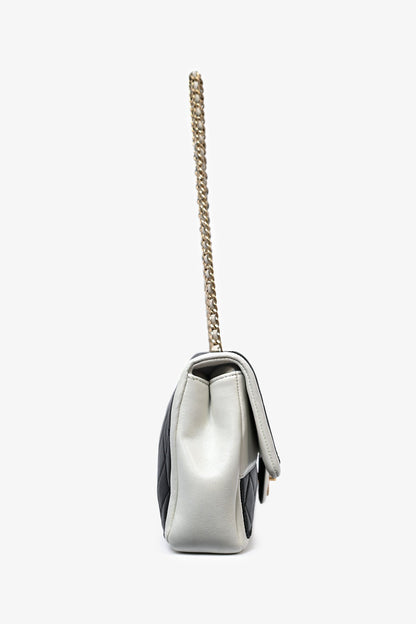 Pre-Loved Chanel™ 2012/13 Black/White Lambskin Medium Graphic Flap Bag (Refurbished)