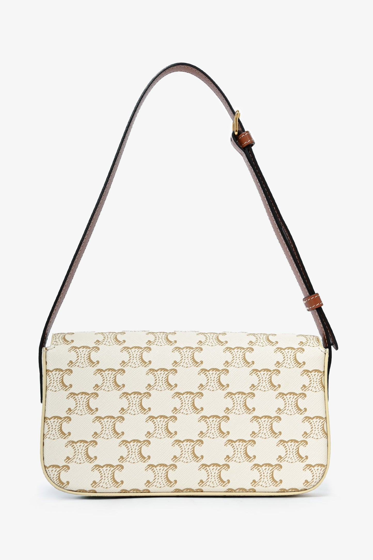 Celine White Triomphe Canvas 'Claude' Shoulder Bag