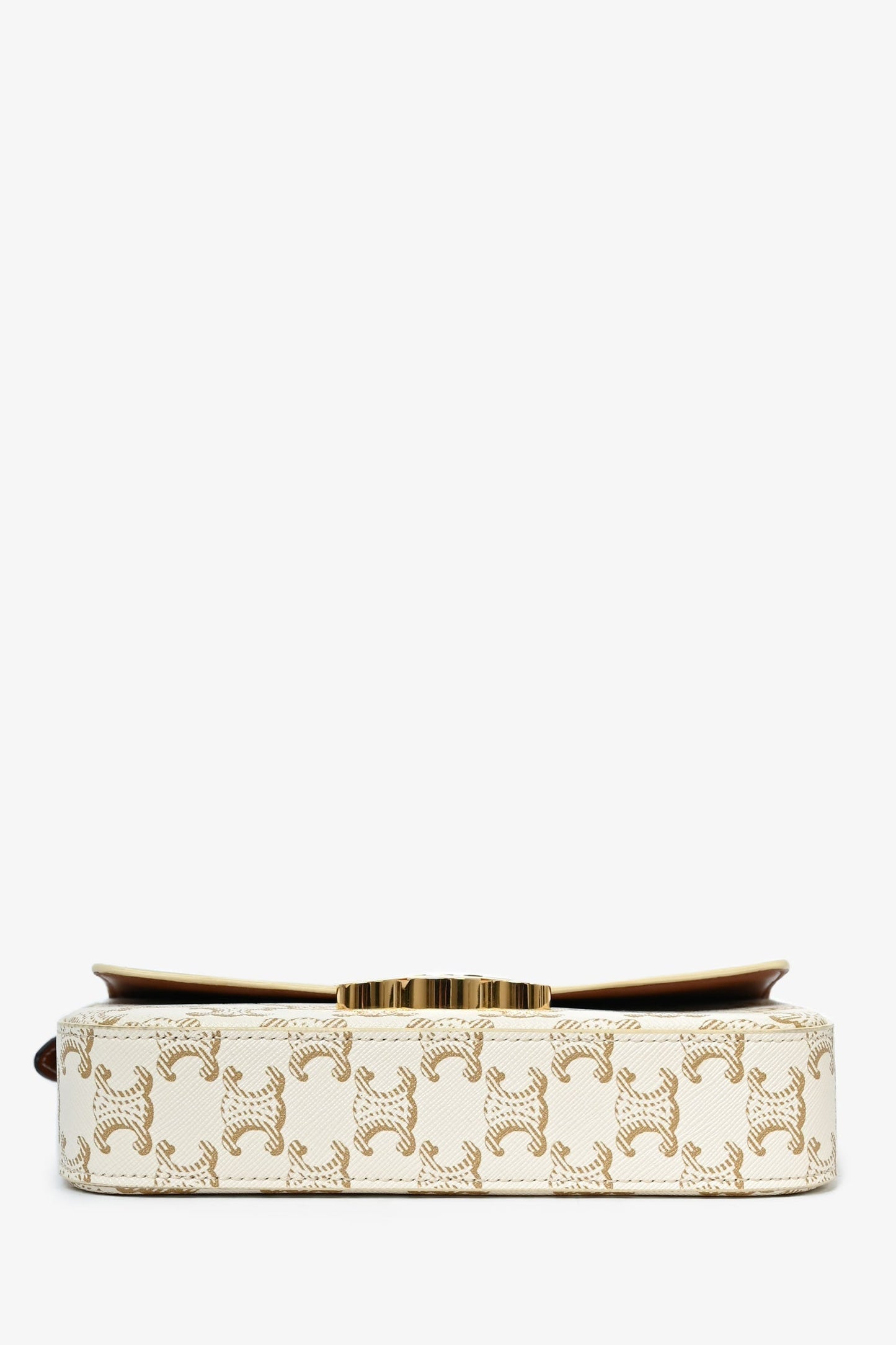Celine White Triomphe Canvas 'Claude' Shoulder Bag