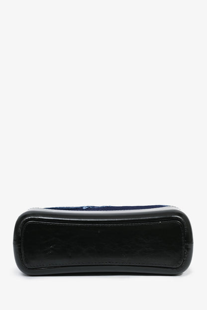 Pre-Loved Chanel™ 2019 Navy Wool 'Paris Hamburg' Embroidered Large Gabrielle Hobo
