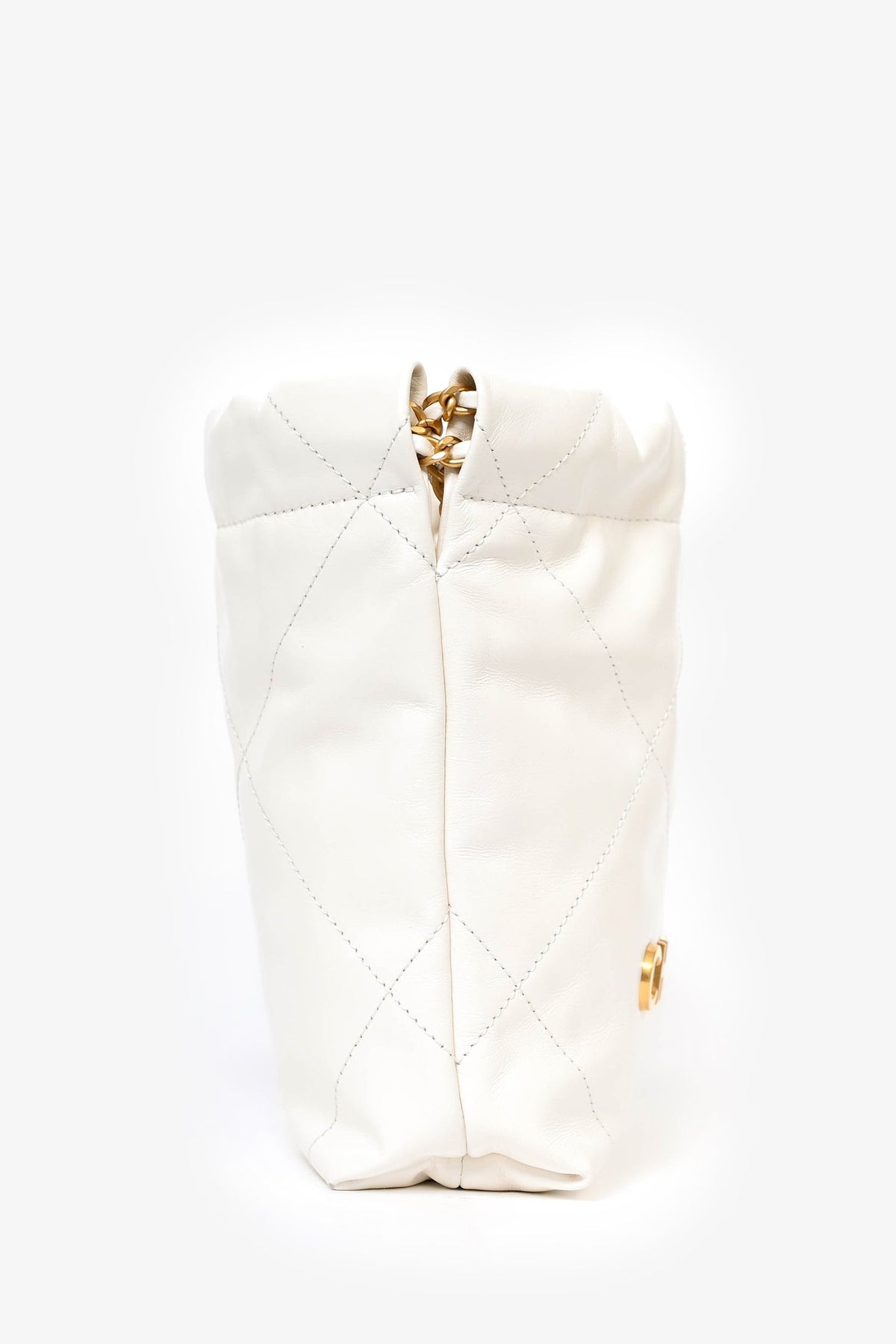 Pre-Loved Chanel™ 22 White Lambskin Mini Hobo
