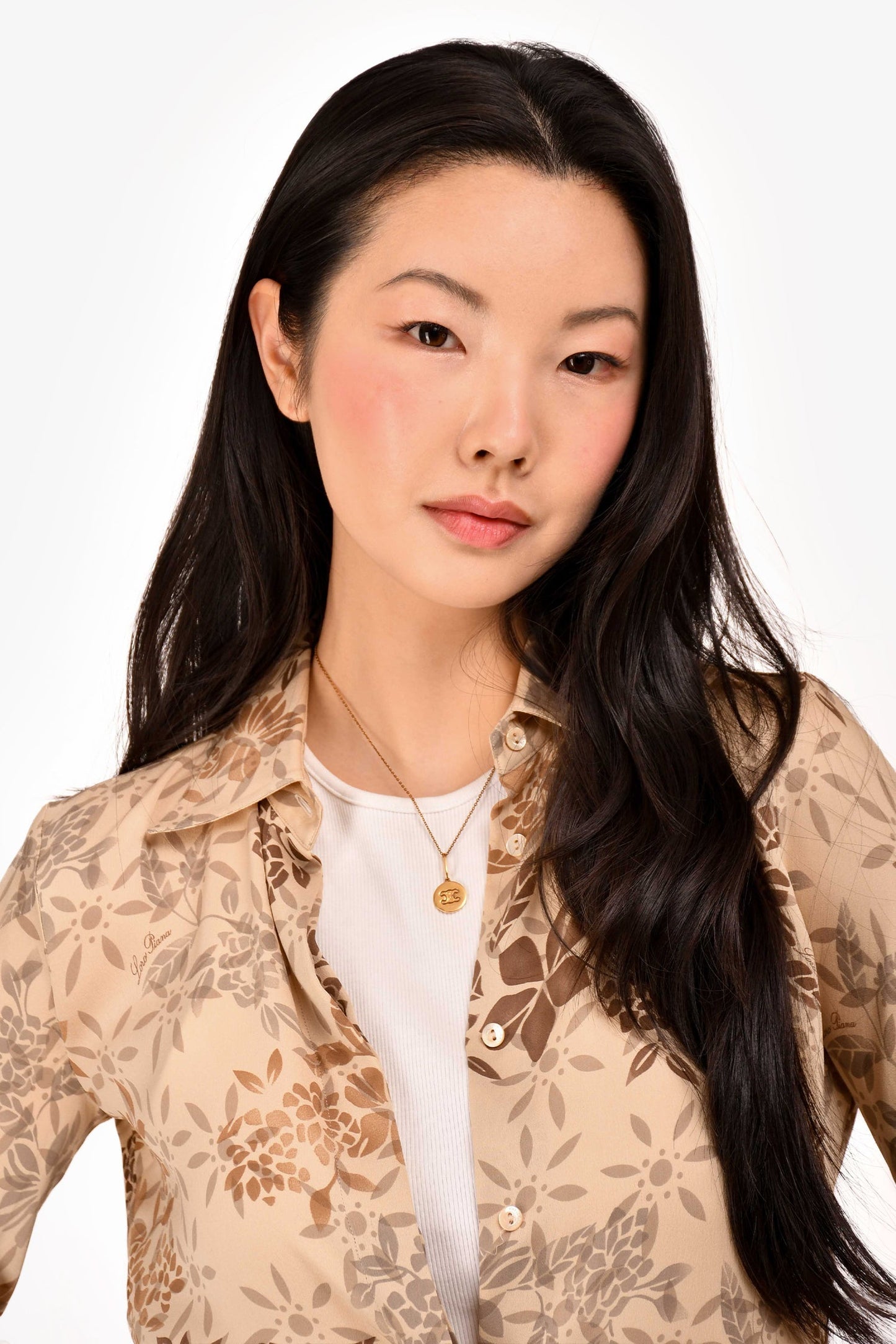Celine Gold Tone Triomphe Logo Pendant Necklace