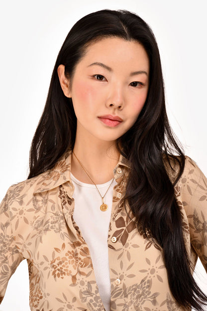 Celine Gold Tone Triomphe Logo Pendant Necklace