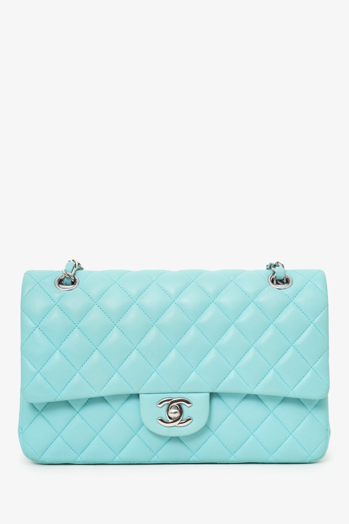 Pre-Loved Chanel™ 2019 Turquoise Leather Quilted Double Flap (As Is)