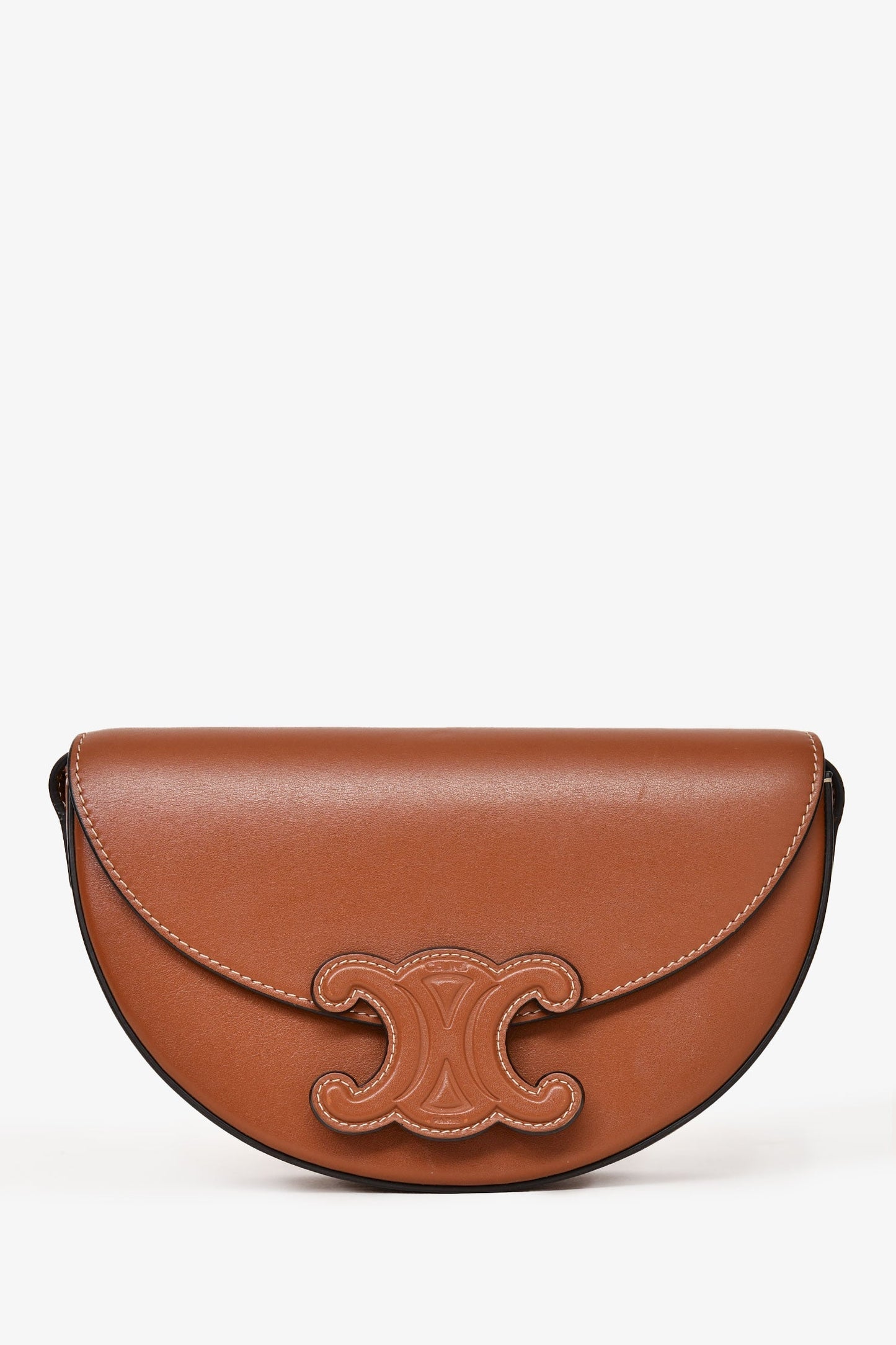 Celine 2022 Brown Leather Triomphe Besace Crossbody Bag