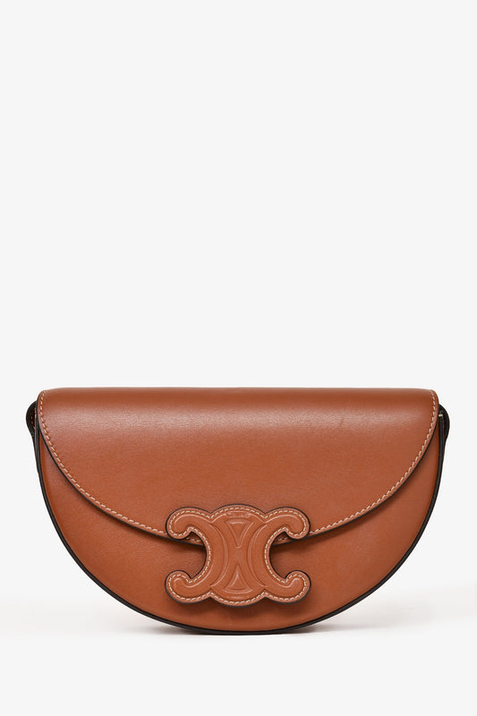 Celine 2022 Brown Leather Triomphe Besace Crossbody Bag